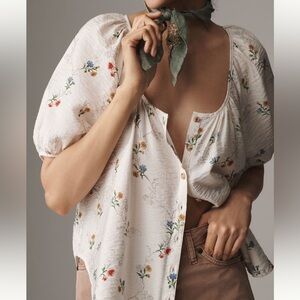 NWT Pilcro Floral White Blouse XXS